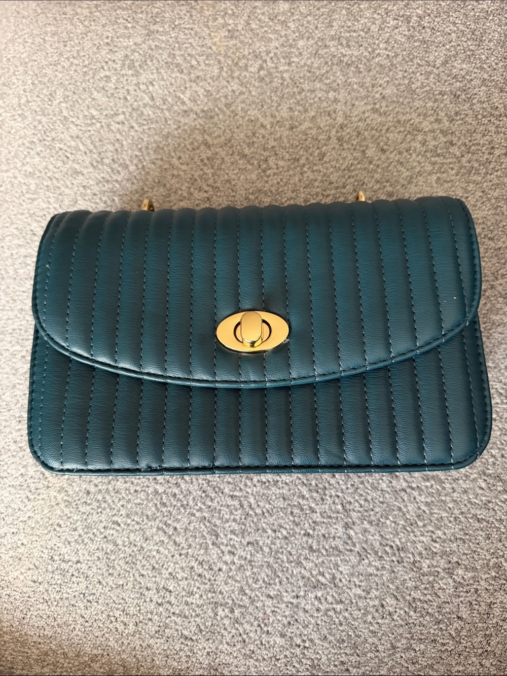 Steve Madden Quilted Teal Shoulder Bag with Gold Turn-Lock